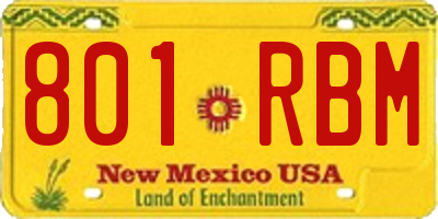 NM license plate 801RBM