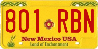 NM license plate 801RBN