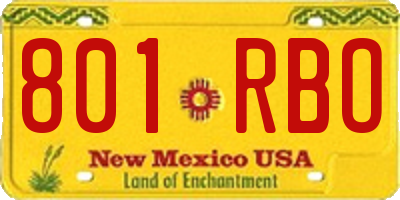 NM license plate 801RBO