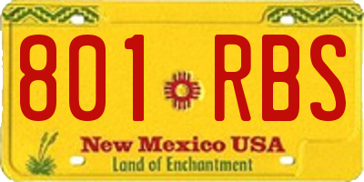 NM license plate 801RBS