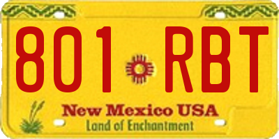 NM license plate 801RBT