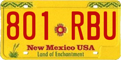NM license plate 801RBU