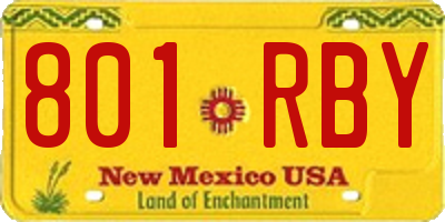 NM license plate 801RBY