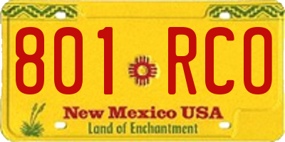 NM license plate 801RCO