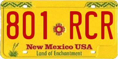NM license plate 801RCR