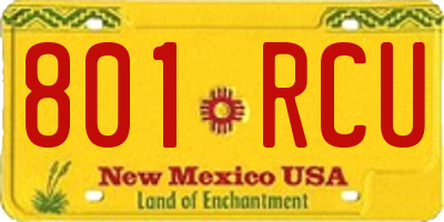 NM license plate 801RCU