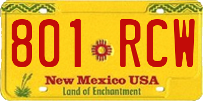 NM license plate 801RCW