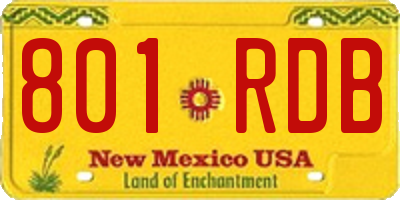 NM license plate 801RDB