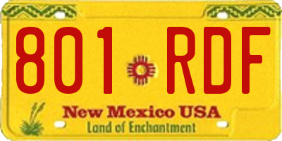 NM license plate 801RDF