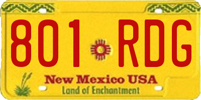 NM license plate 801RDG