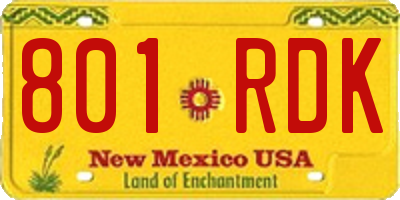 NM license plate 801RDK