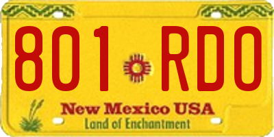 NM license plate 801RDO