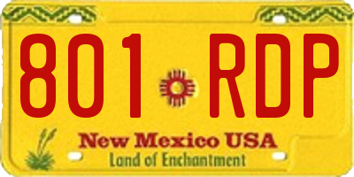 NM license plate 801RDP