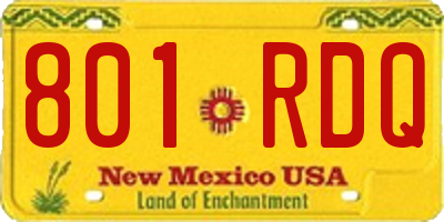 NM license plate 801RDQ