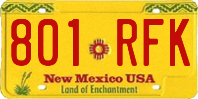 NM license plate 801RFK