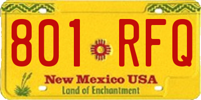 NM license plate 801RFQ
