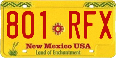 NM license plate 801RFX