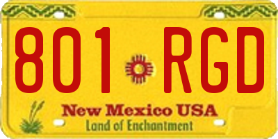 NM license plate 801RGD