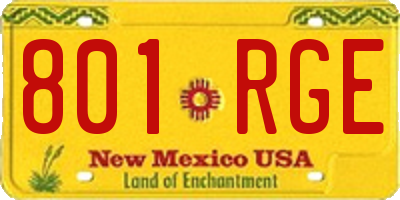 NM license plate 801RGE
