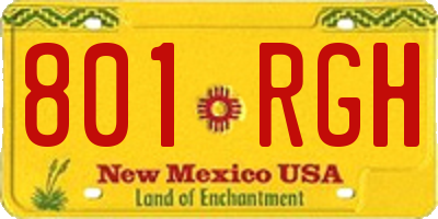 NM license plate 801RGH