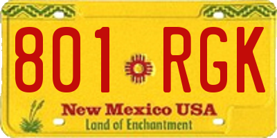 NM license plate 801RGK