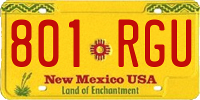 NM license plate 801RGU