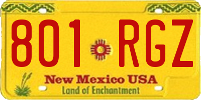 NM license plate 801RGZ