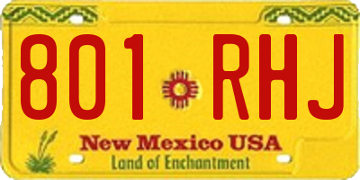 NM license plate 801RHJ