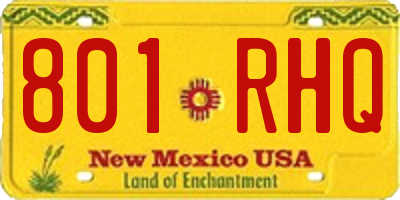 NM license plate 801RHQ