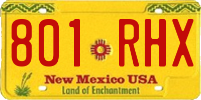 NM license plate 801RHX