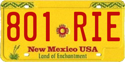 NM license plate 801RIE