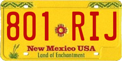 NM license plate 801RIJ