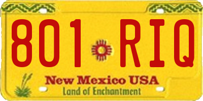 NM license plate 801RIQ