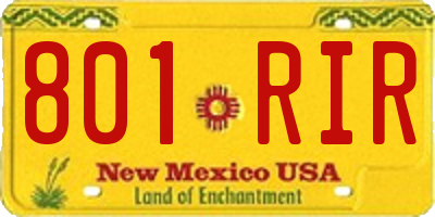 NM license plate 801RIR