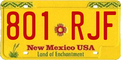 NM license plate 801RJF