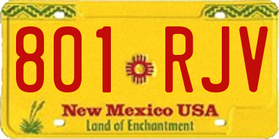 NM license plate 801RJV