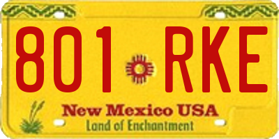 NM license plate 801RKE