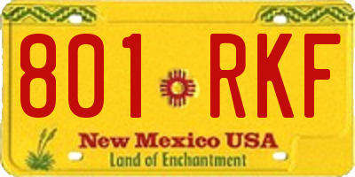 NM license plate 801RKF