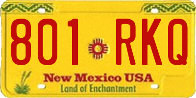 NM license plate 801RKQ