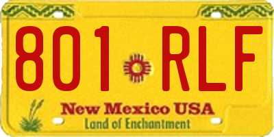 NM license plate 801RLF
