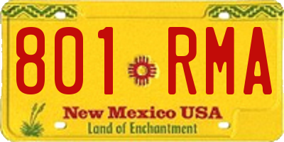 NM license plate 801RMA