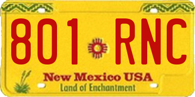 NM license plate 801RNC