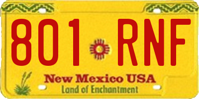 NM license plate 801RNF