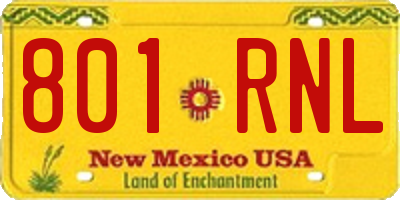 NM license plate 801RNL