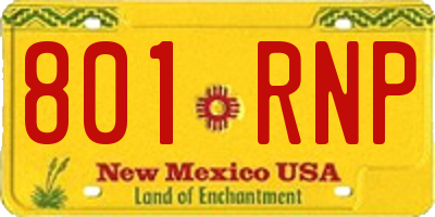 NM license plate 801RNP