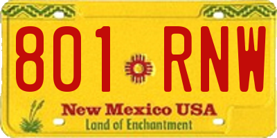 NM license plate 801RNW