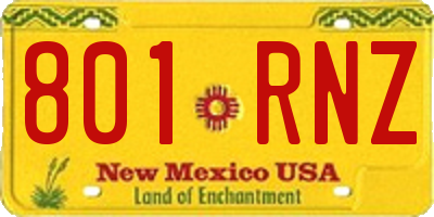 NM license plate 801RNZ