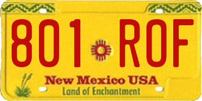 NM license plate 801ROF