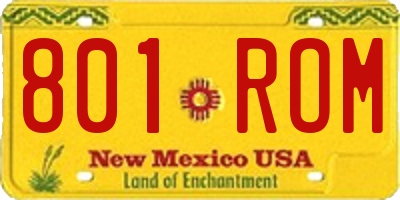 NM license plate 801ROM