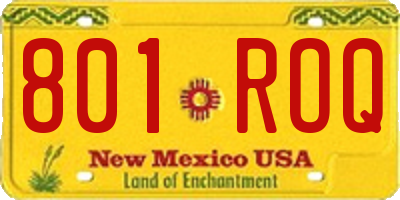 NM license plate 801ROQ